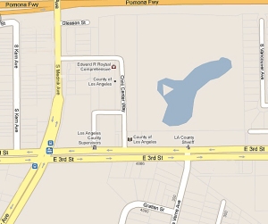 Map shows location of East Los Angeles Civic Center