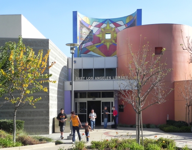 East Los Angeles Public Library with mosaic