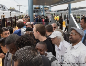 Hundreds of Metro riders were on the Culver City Station platform waiting for the first train to Santa Monica.
